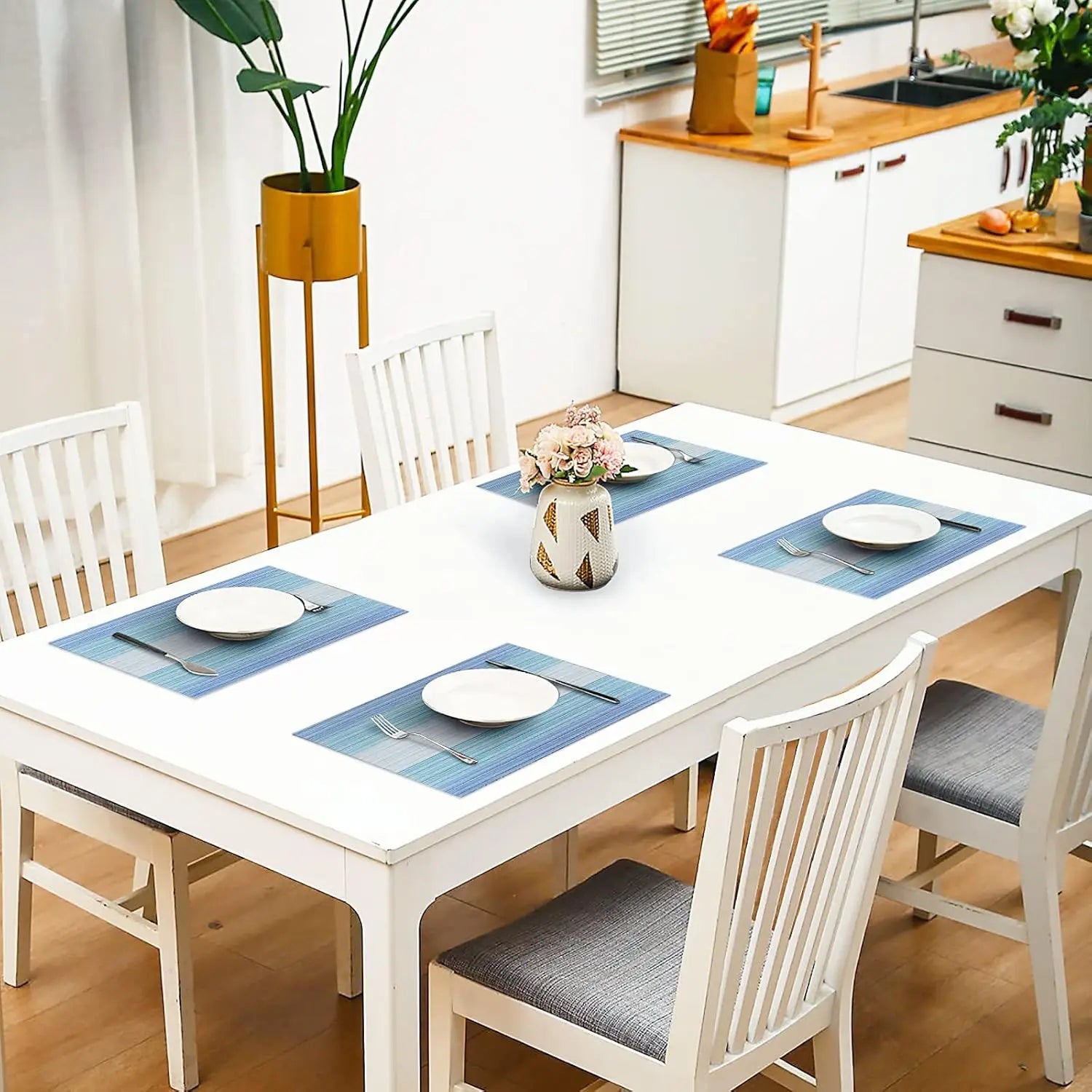 PVC Woven Striped Placemat – 30x45cm Washable Dining Mat