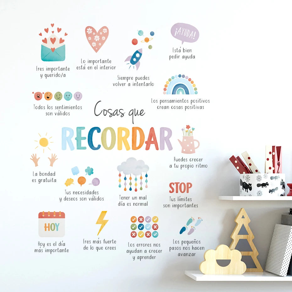 Spanish Wall Stickers for Kids Room & Therapy Office