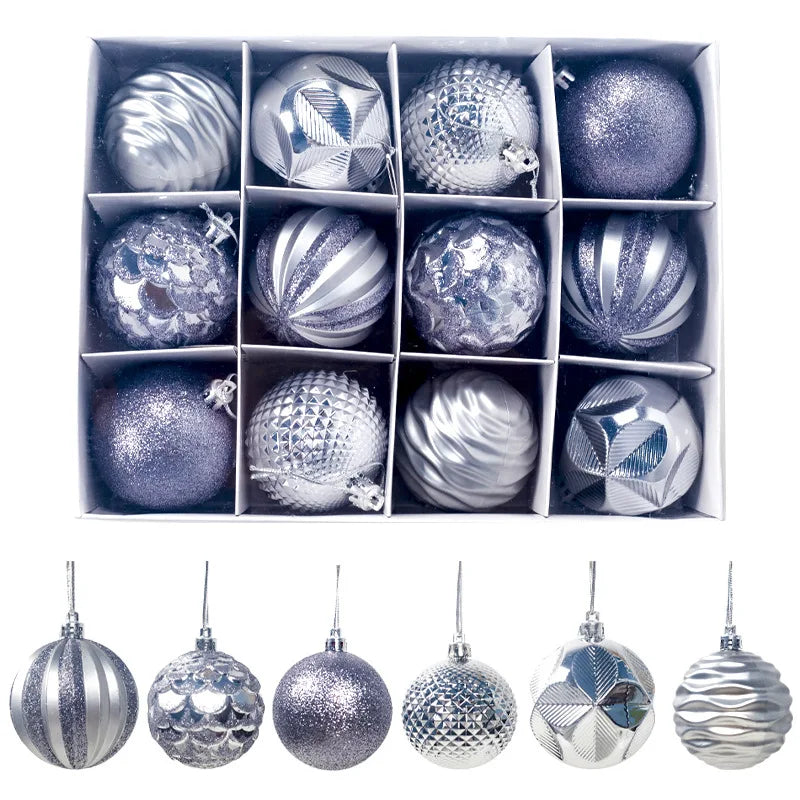 12Pcs 5.5cm Plastic Christmas Tree Ball Ornaments