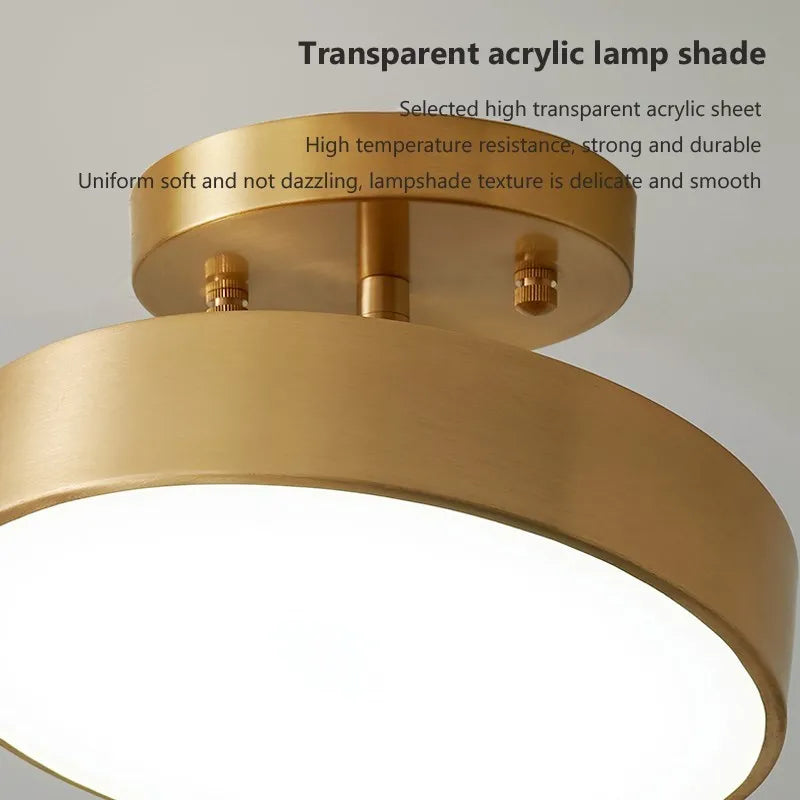 Modern LED Ceiling Light – Nordic Copper Round Lamp