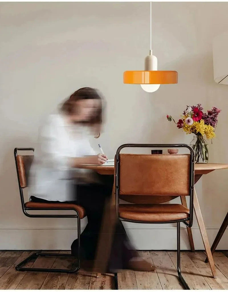 Nordic Glass Pendant Light – Pink/Orange/White Home Lighting