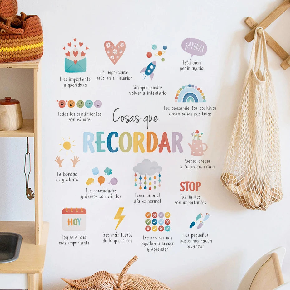 Spanish Wall Stickers for Kids Room & Therapy Office