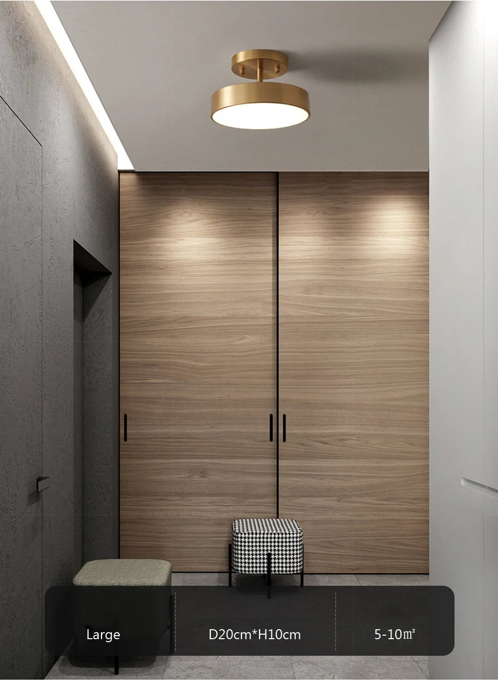 Modern LED Ceiling Light – Nordic Copper Round Lamp