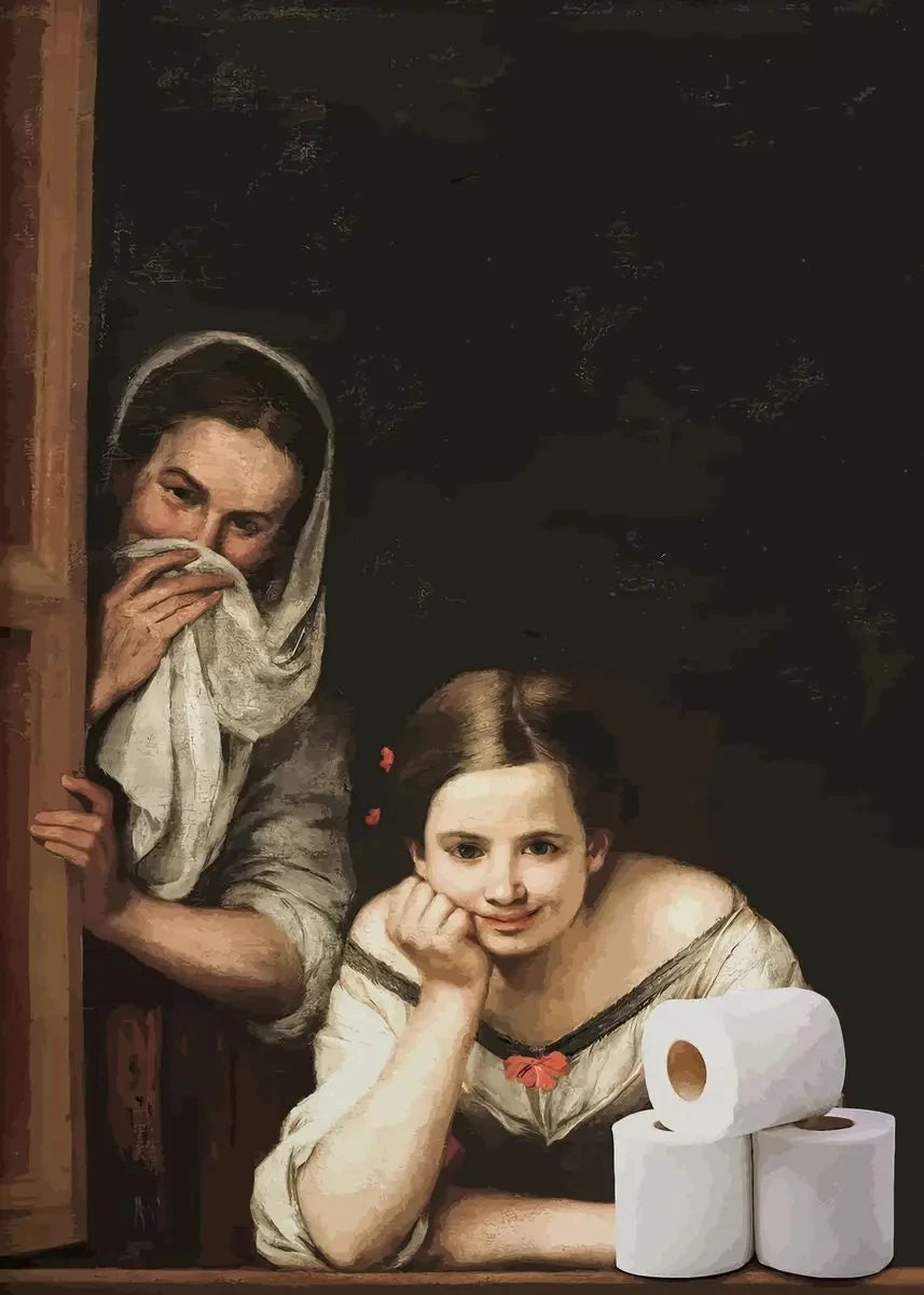 Funny Mona Lisa Bathroom Canvas Wall Art