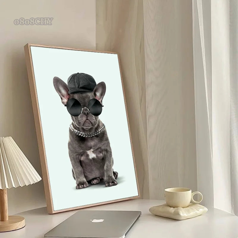 Fashion Dog & Cat Canvas Posters – Cute Animal Wall Art