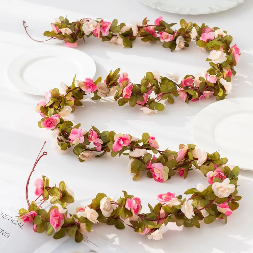 250CM Artificial Rose Vine – Decorative Fake Flower Garland