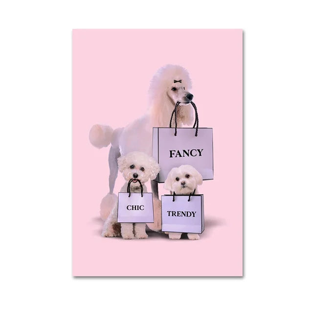 Fashion Dog & Cat Canvas Posters – Cute Animal Wall Art