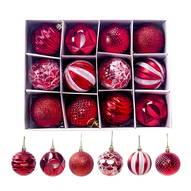 12Pcs 5.5cm Plastic Christmas Tree Ball Ornaments