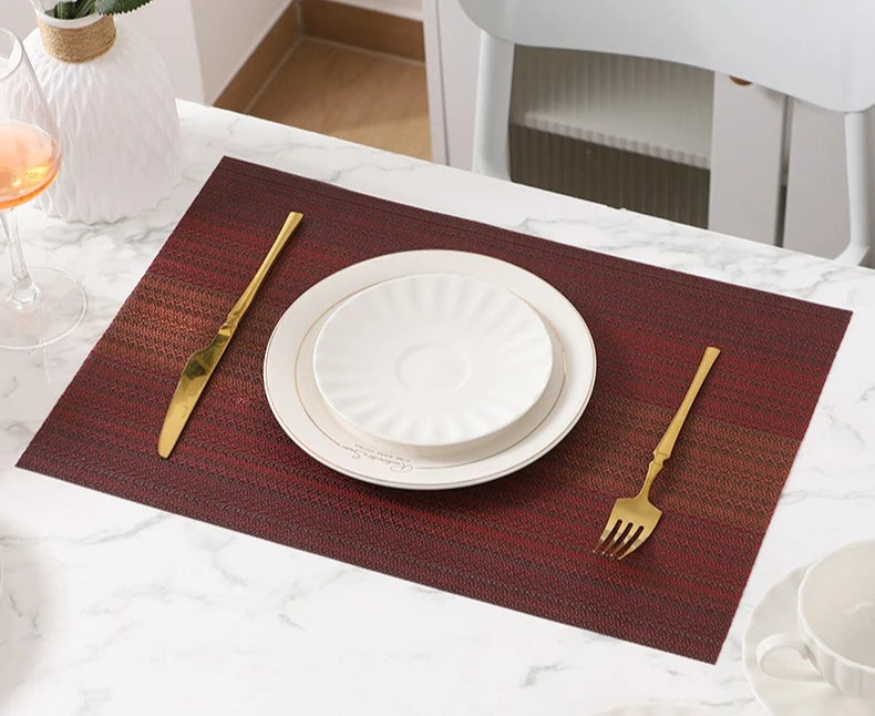PVC Woven Striped Placemat – 30x45cm Washable Dining Mat