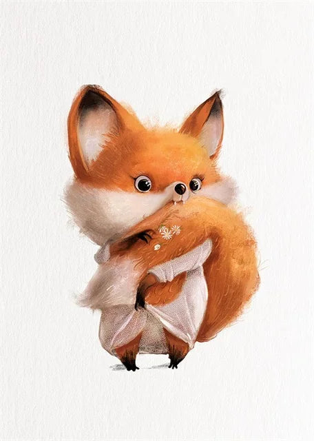 Cute Baby Animals Nursery Wall Art – Kawaii Bunny, Fox, Panda Prints