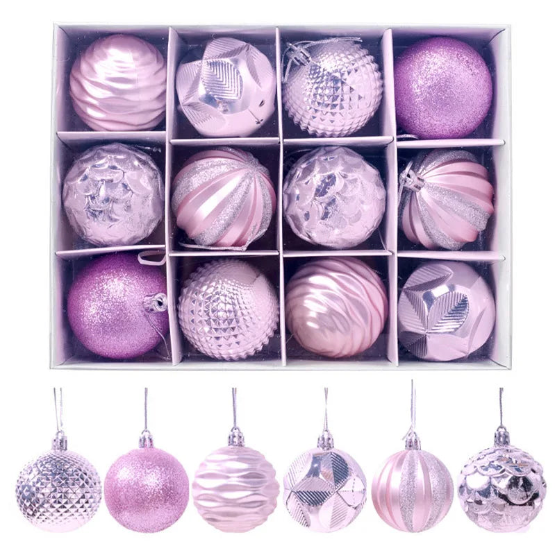 12Pcs 5.5cm Plastic Christmas Tree Ball Ornaments