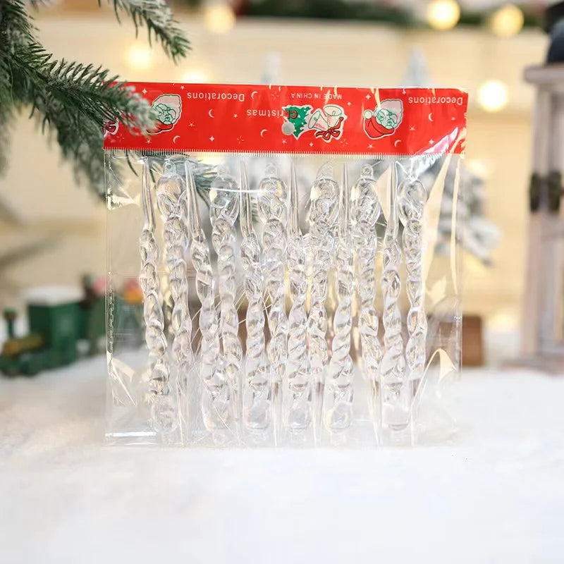 Crystal Clear Icicle Christmas Tree Ornaments (12/24/36pcs)