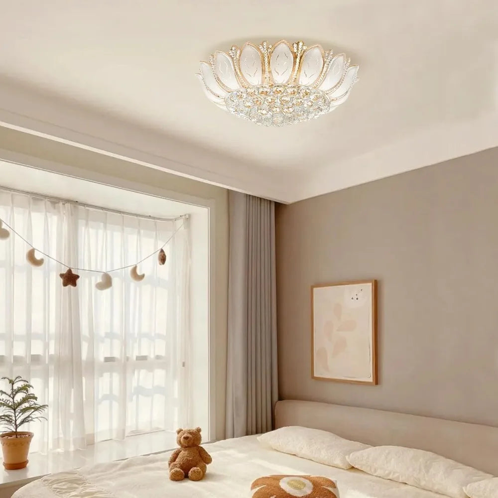 7-Head Crystal Lotus LED Chandelier