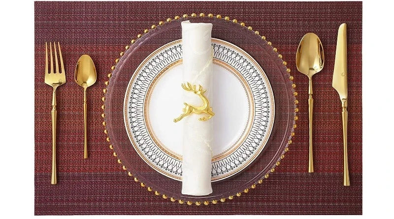 PVC Woven Striped Placemat – 30x45cm Washable Dining Mat