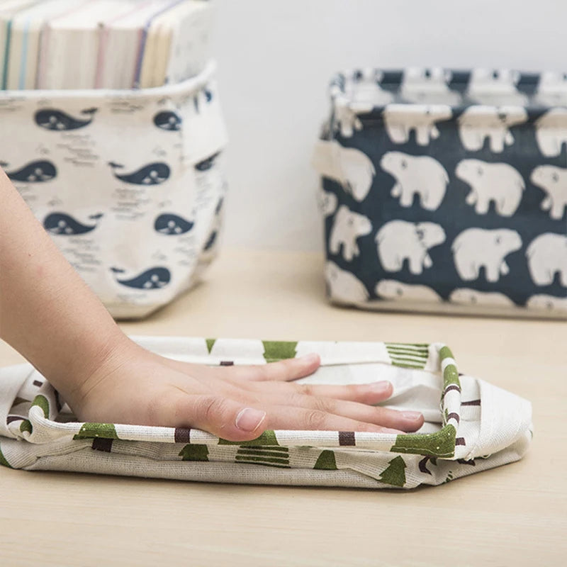 Small Foldable Canvas Storage Basket