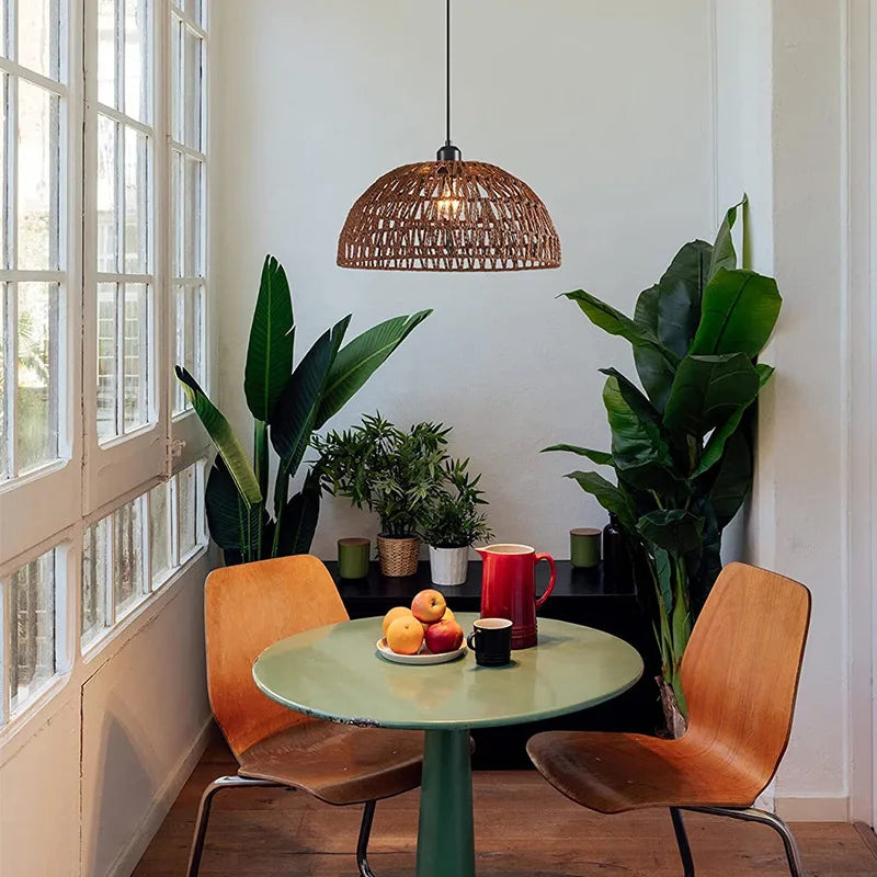 Japanese-Style Hemp Rope Woven Pendant Light