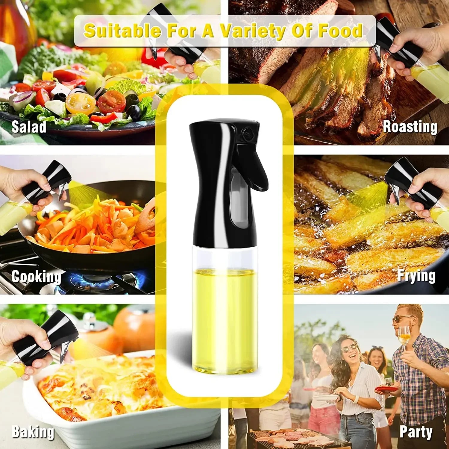 Oil Spray Bottle – 200/300/500ml Kitchen Cooking Dispenser