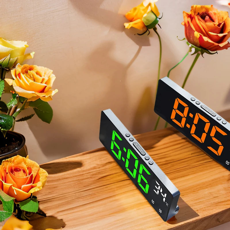 Digital Travel Alarm Clock with Temperature & Large Display