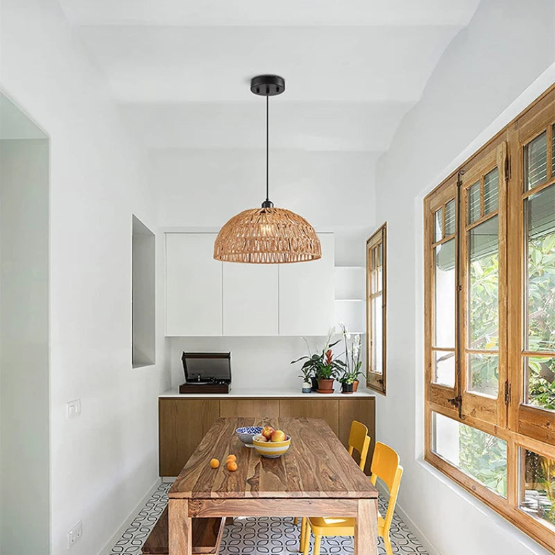 Japanese-Style Hemp Rope Woven Pendant Light