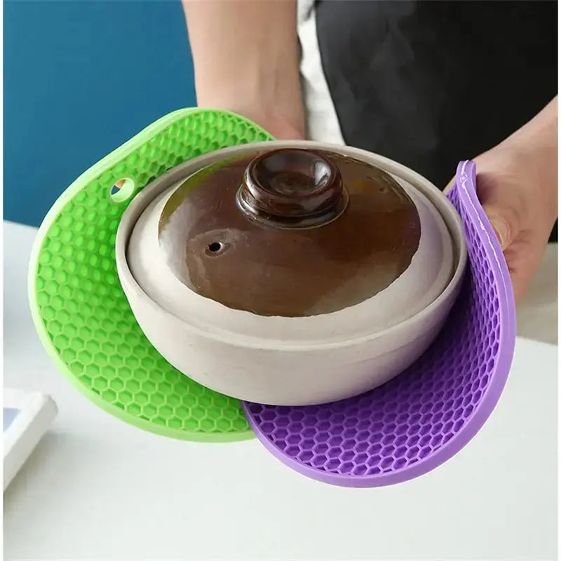 Round Heat-Resistant Silicone Mat Coasters – Non-Slip Pot Holders