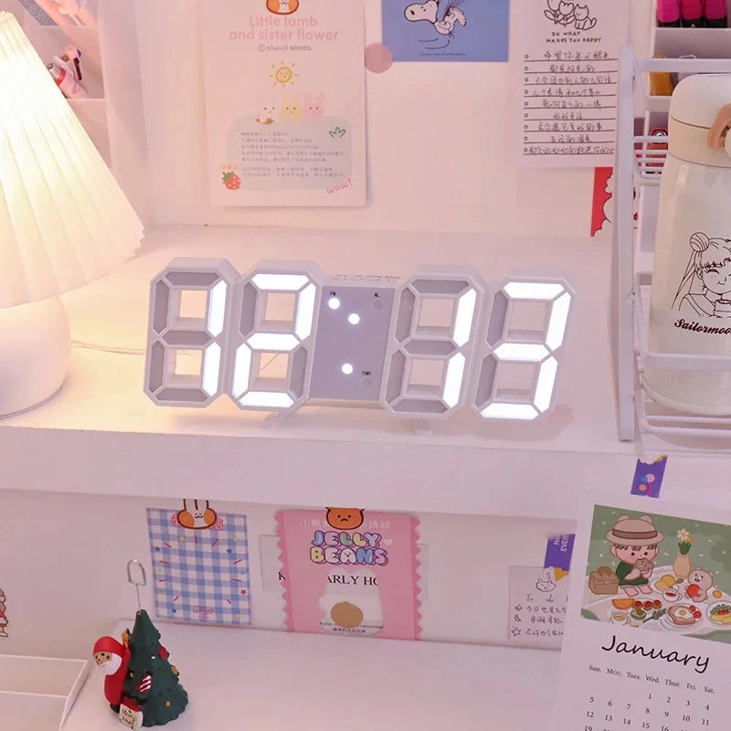 3D Digital LED Wall Clock with Night Glow & Adjustable Settings