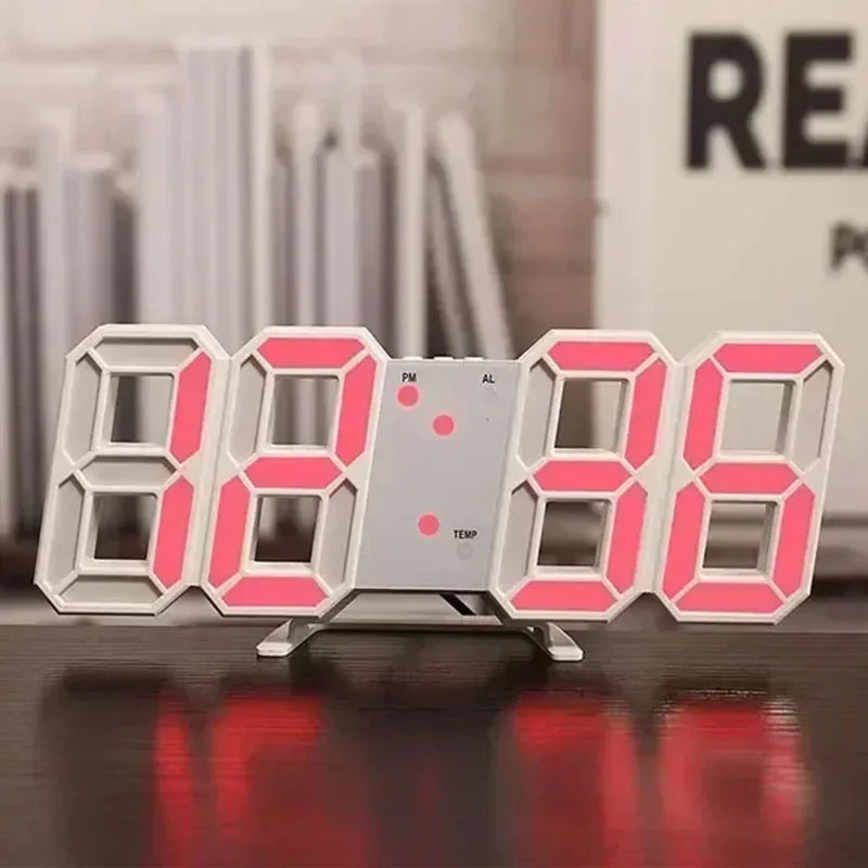 3D Digital LED Wall Clock with Night Glow & Adjustable Settings
