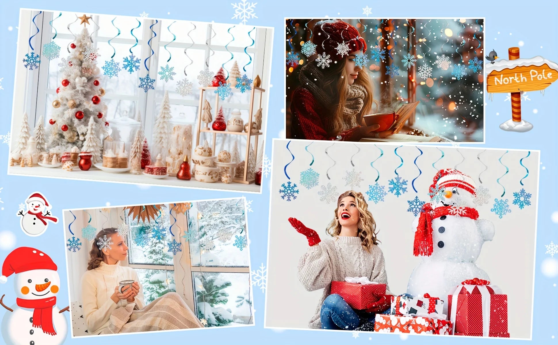 24pcs Frozen Style Snowflake Ceiling Streamers