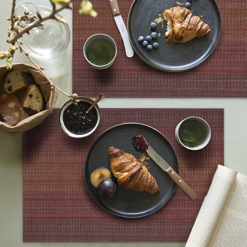 PVC Woven Striped Placemat – 30x45cm Washable Dining Mat