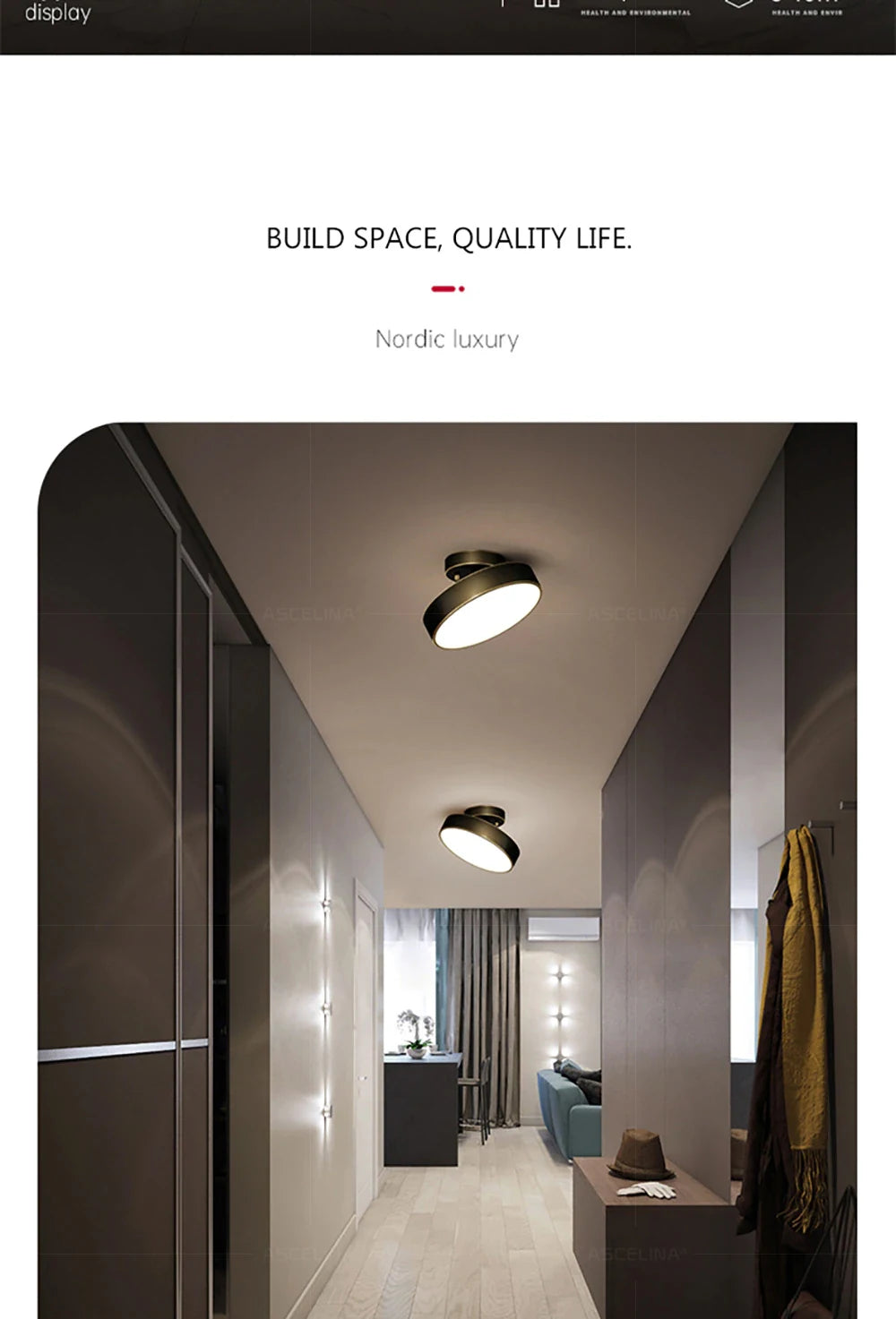 Modern LED Ceiling Light – Nordic Copper Round Lamp
