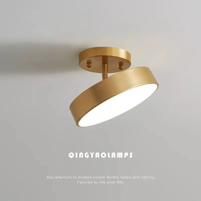 Modern LED Ceiling Light – Nordic Copper Round Lamp