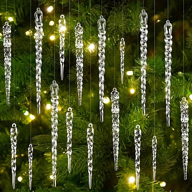 Crystal Clear Icicle Christmas Tree Ornaments (12/24/36pcs)