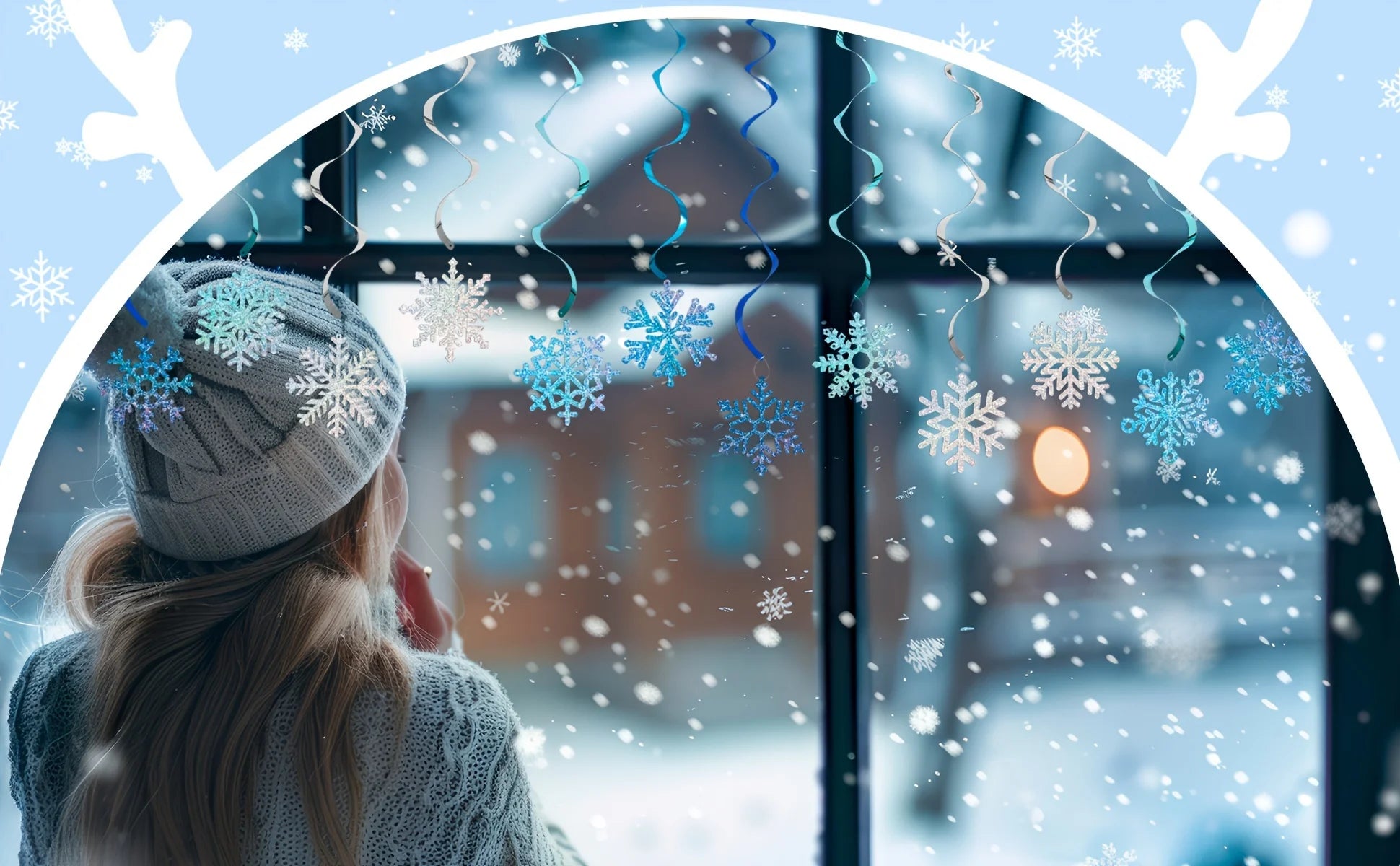 24pcs Frozen Style Snowflake Ceiling Streamers