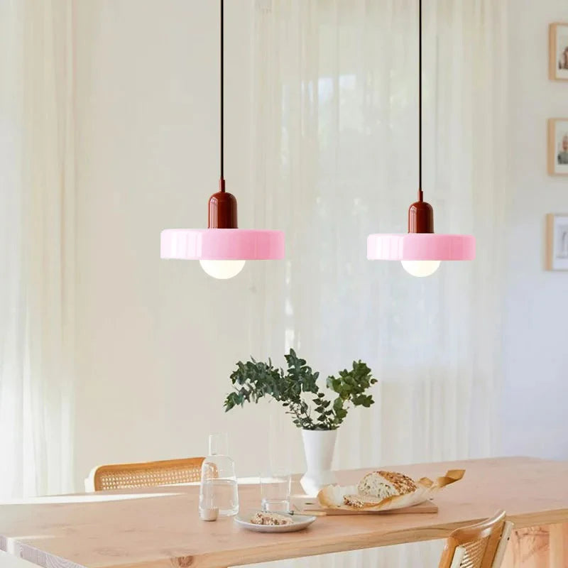 Nordic Glass Pendant Light – Pink/Orange/White Home Lighting