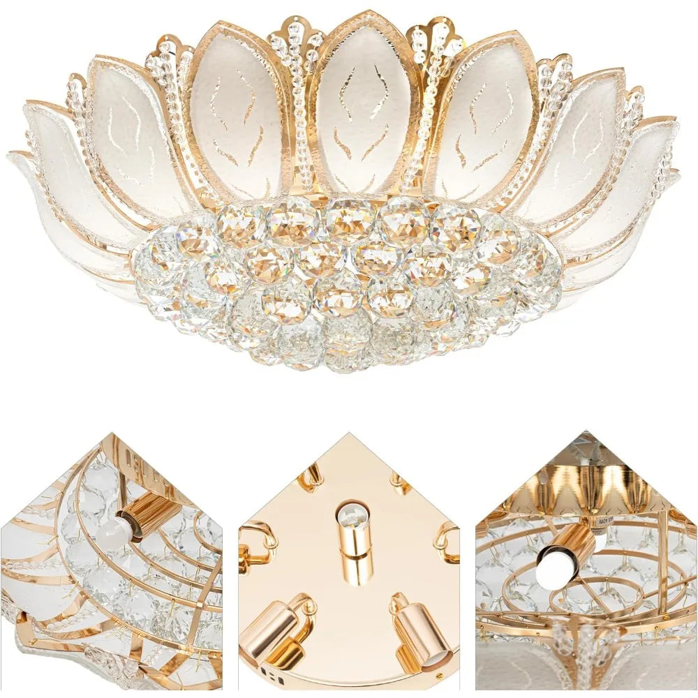 7-Head Crystal Lotus LED Chandelier