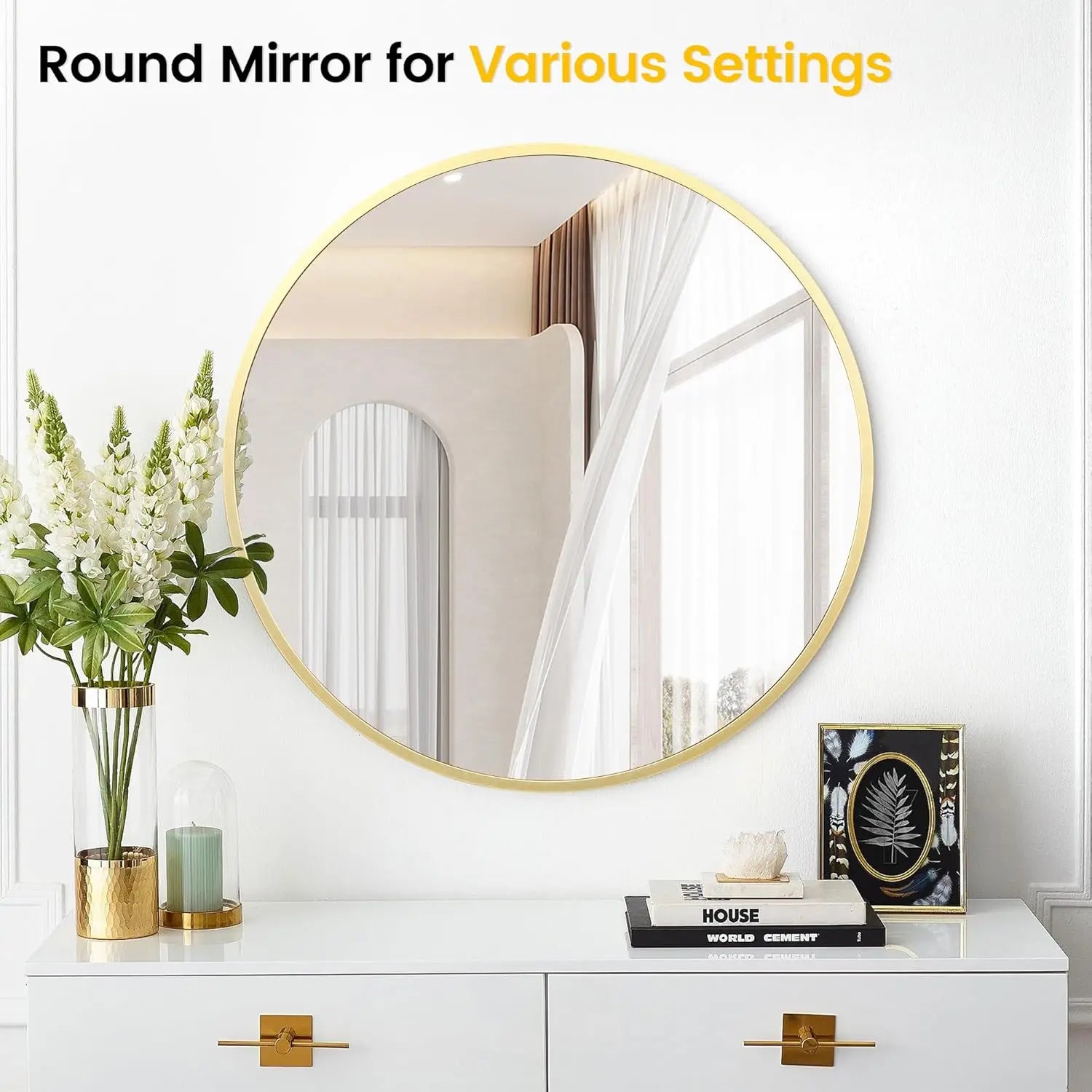 Round Metal Frame Wall Mirror – Multiple Sizes