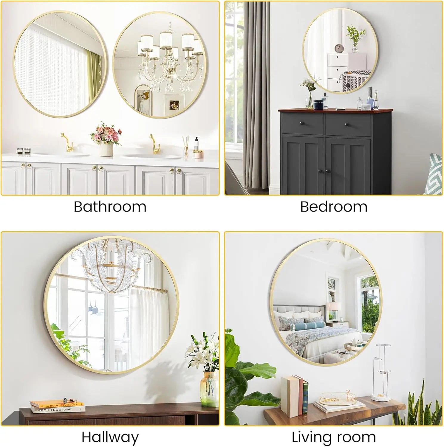 Round Metal Frame Wall Mirror – Multiple Sizes