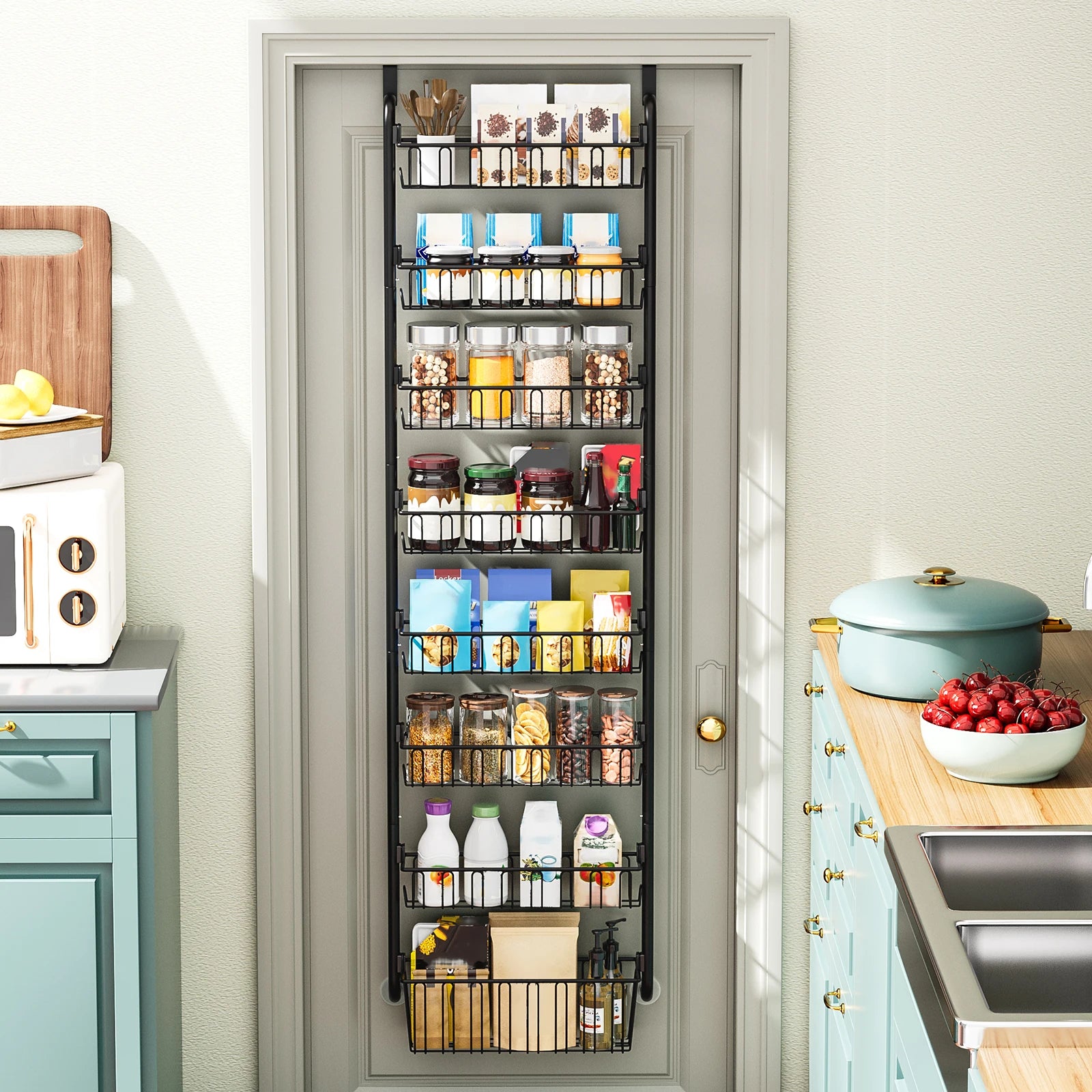 Multi-Layer Hanging Door Storage Basket – Black