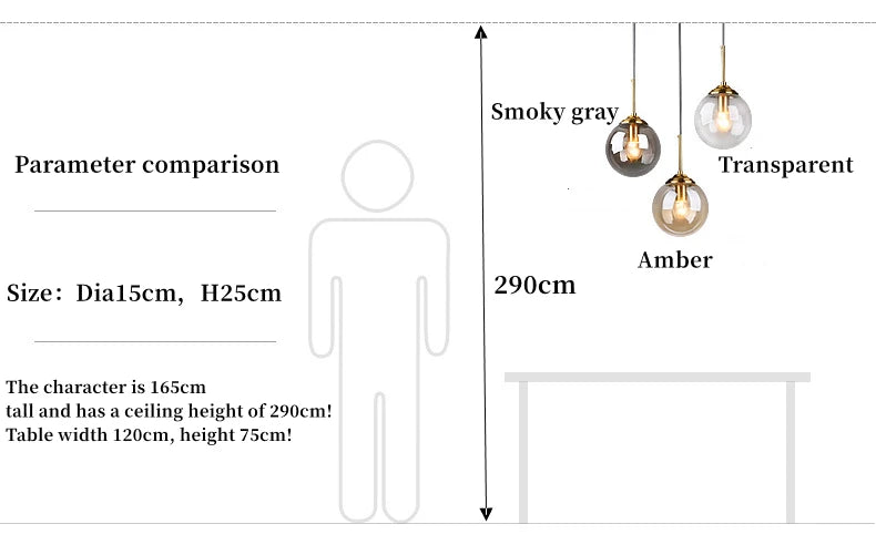 Modern Luxury Nordic LED Glass Pendant Lamp