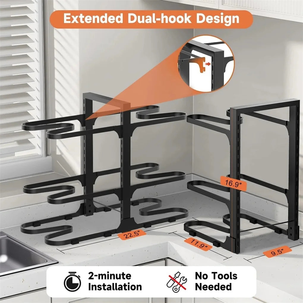 2025 Adjustable 6-Tier Pots & Pans Organizer Rack
