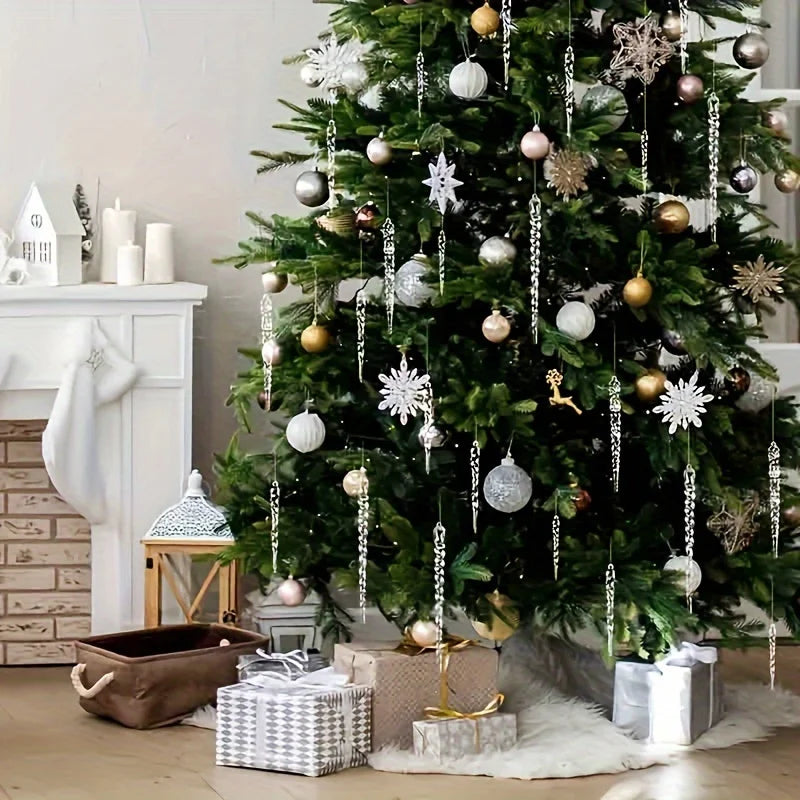 Crystal Clear Icicle Christmas Tree Ornaments (12/24/36pcs)