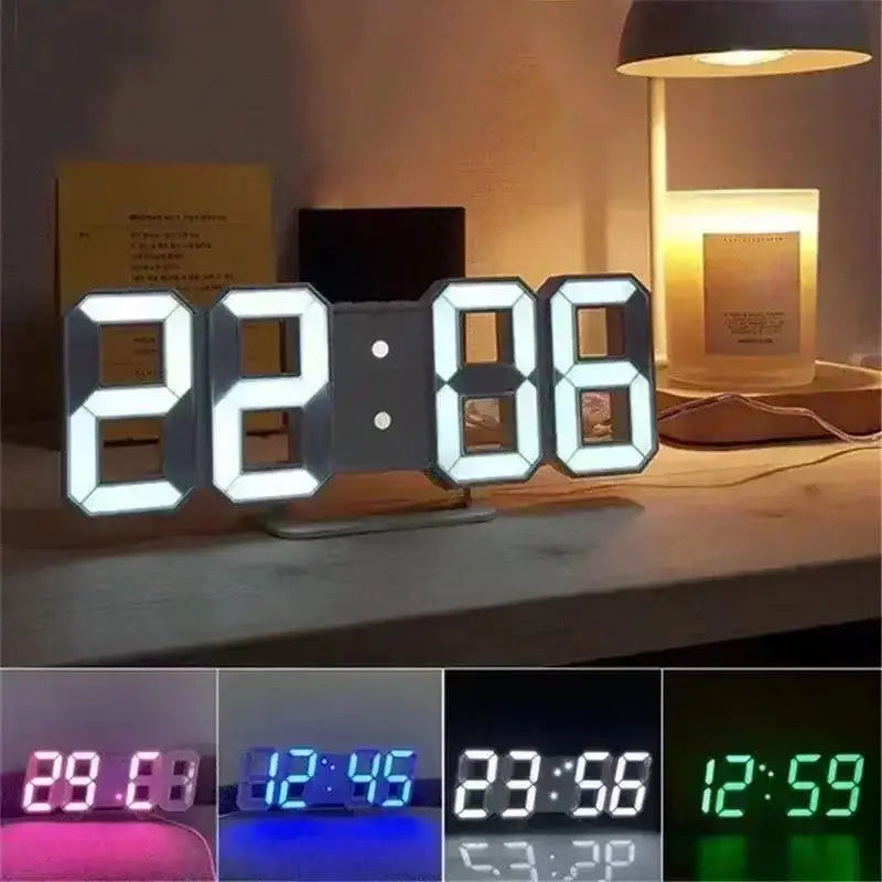 3D Digital LED Wall Clock with Night Glow & Adjustable Settings