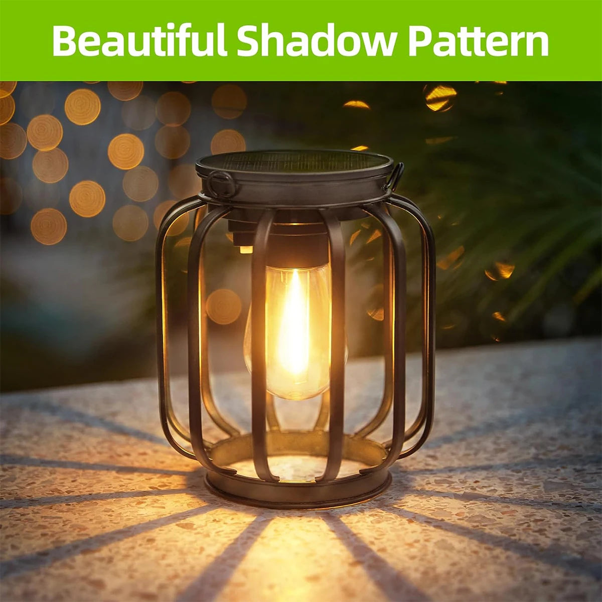 Solar Lantern Led Light Daylight Sensor Garden Lamps Lights Outdoor Waterproof 3000k Landscape Iron-art With Durable Chain Decor