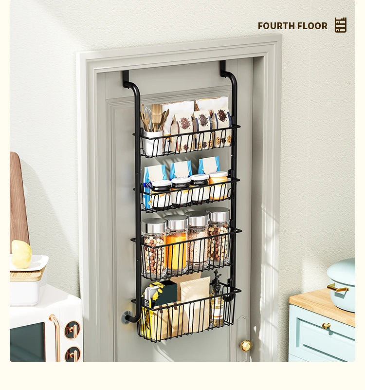 Multi-Layer Hanging Door Storage Basket – Black