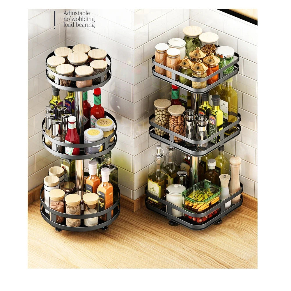 360° Rotating Spice Rack Organizer Tray