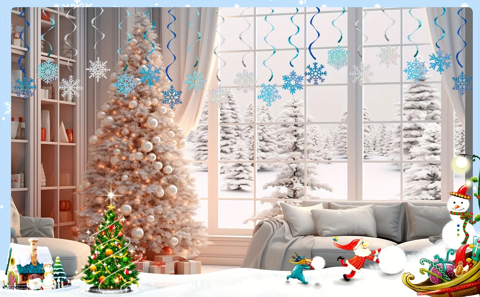24pcs Frozen Style Snowflake Ceiling Streamers