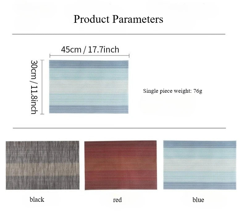 PVC Woven Striped Placemat – 30x45cm Washable Dining Mat