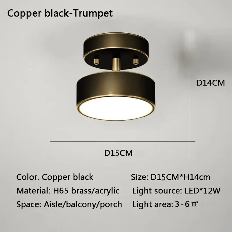 Modern LED Ceiling Light – Nordic Copper Round Lamp