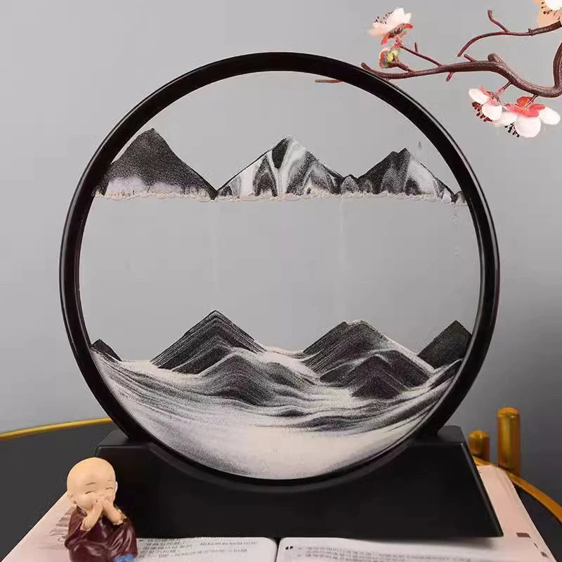 3D Moving Sand Art – Round Glass Quicksand Sandscape