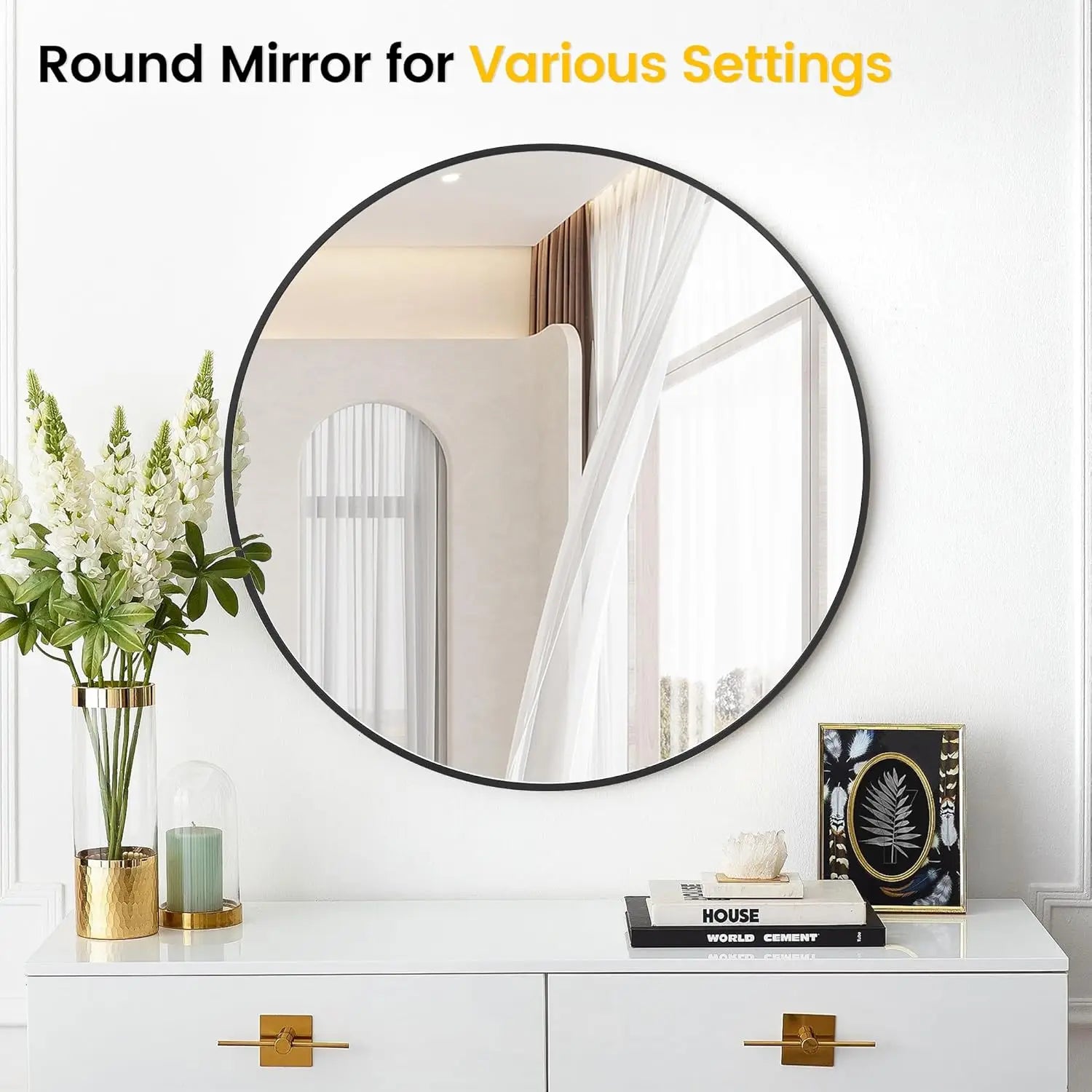 Round Metal Frame Wall Mirror – Multiple Sizes