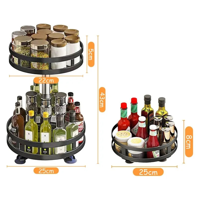 360° Rotating Spice Rack Organizer Tray